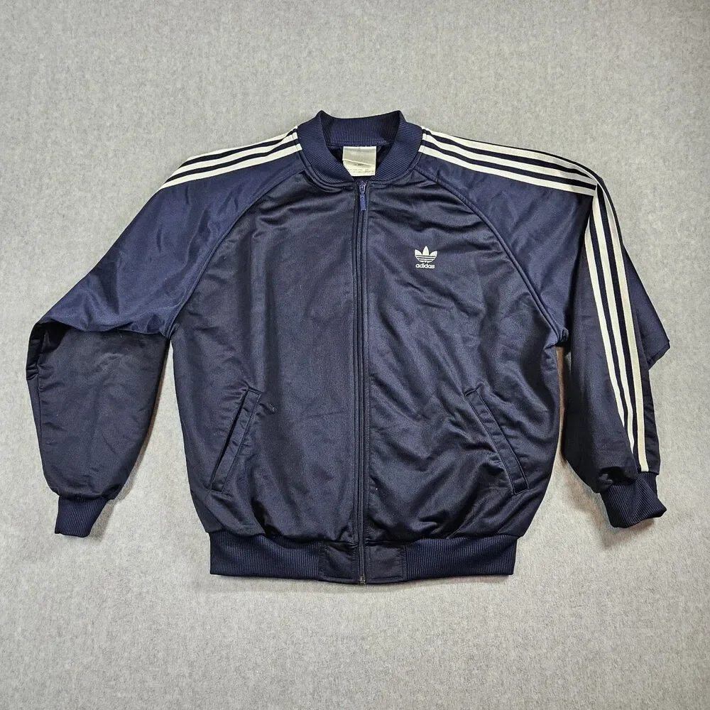 Vintage 90s ADIDAS Trefoil Full Zip Sweatshirt Track Jacket Mens Large Blue
